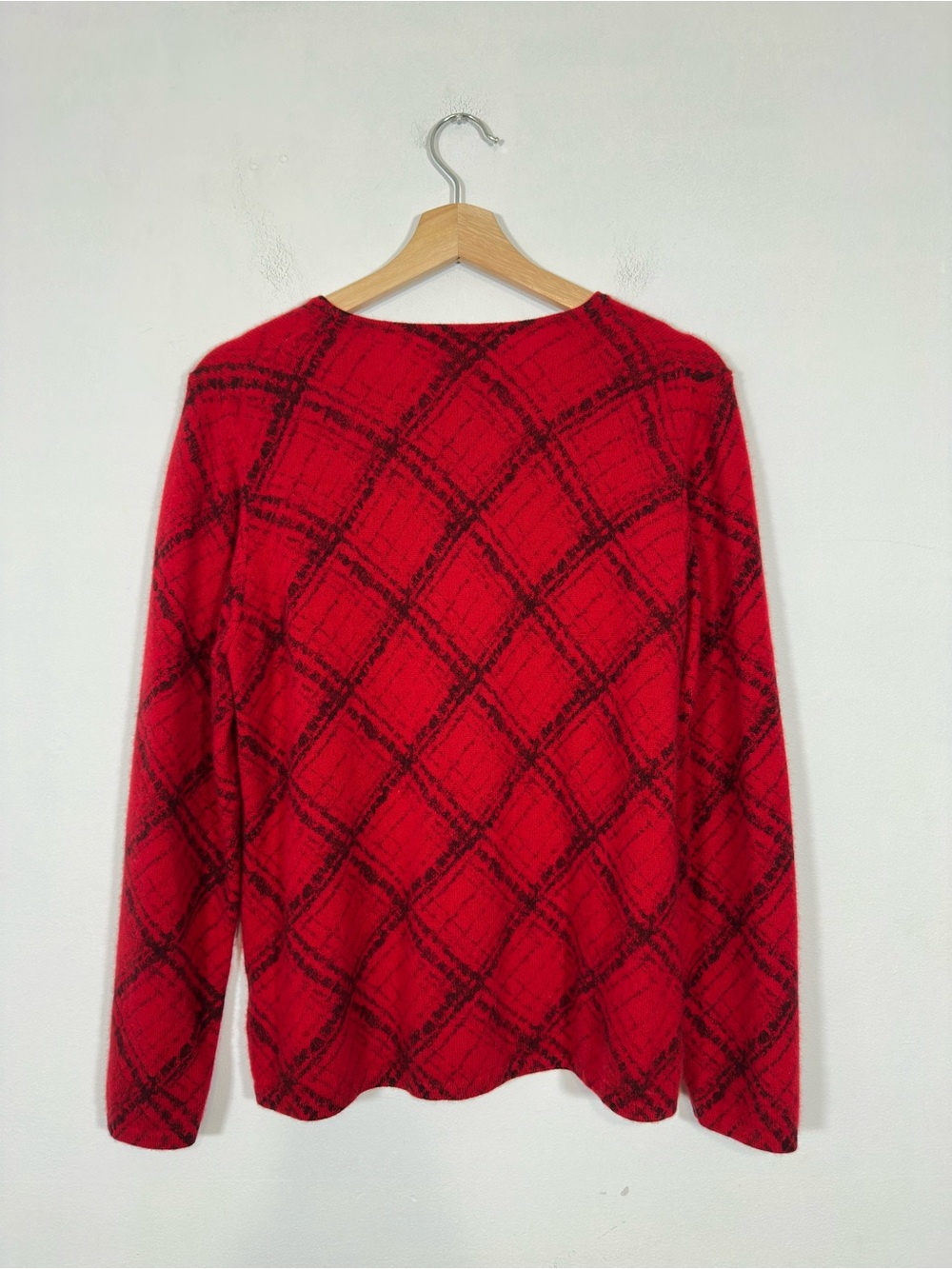Charter Club Cashmere Sweater Plaid XL Soft Holiday Party Fall Winter Office Lux